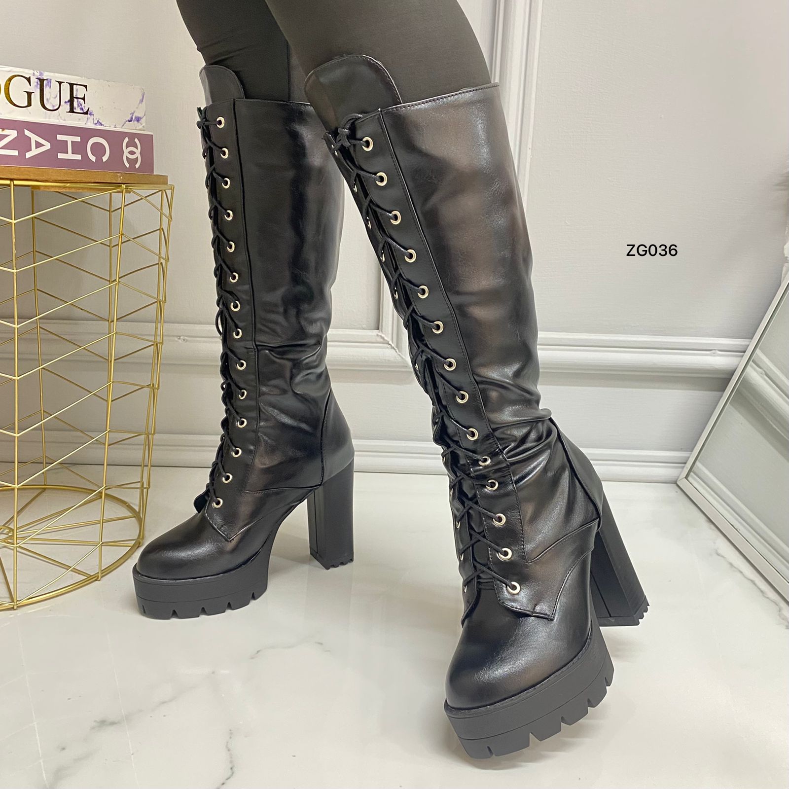 Bota caña alta negro tacon 11cm BT15# C-1